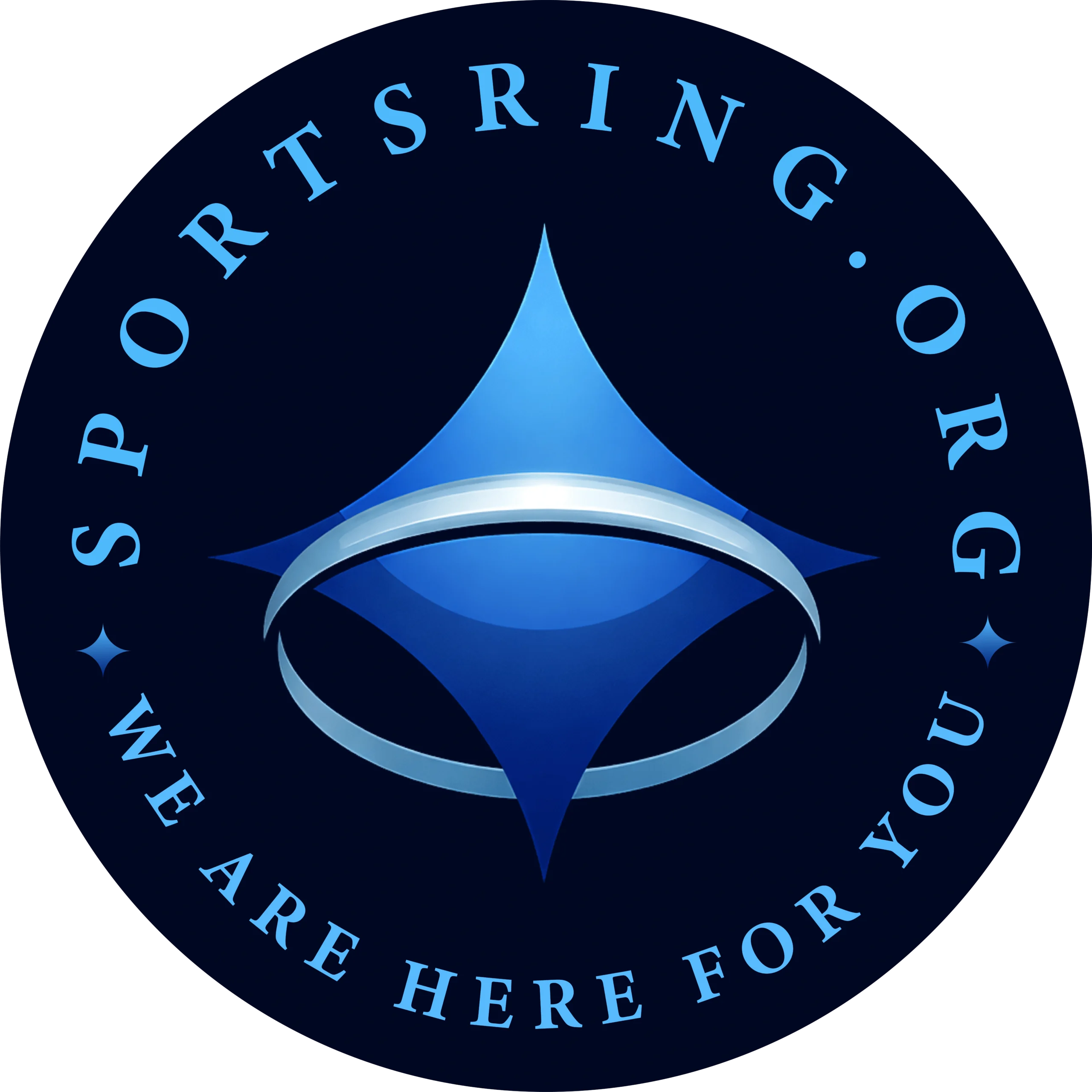 Logo of SPORTSRING.ORG with a blue circular design and slogan.