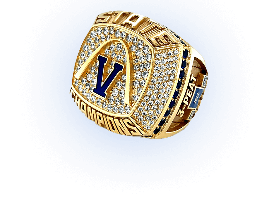 A gold and diamond Villanova Wildcats championship ring.