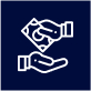 Hand giving a coin to another hand symbolizing charity.