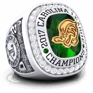 2017 Carolina Panthers championship ring with detailed engravings.