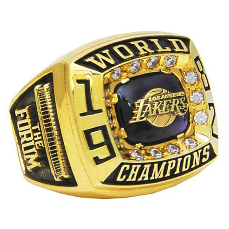 Gold 1980 Lakers NBA Championship ring with diamonds.