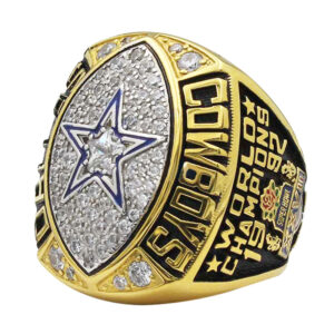 Dallas Cowboys championship ring sparkling with diamonds.