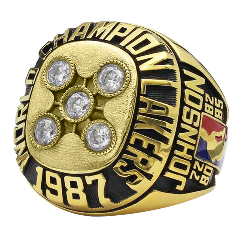 1987 Lakers NBA Championship ring with diamonds.