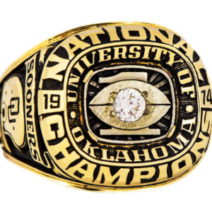 Close-up of a National Champion ring from the University of Oklahoma, 1995.